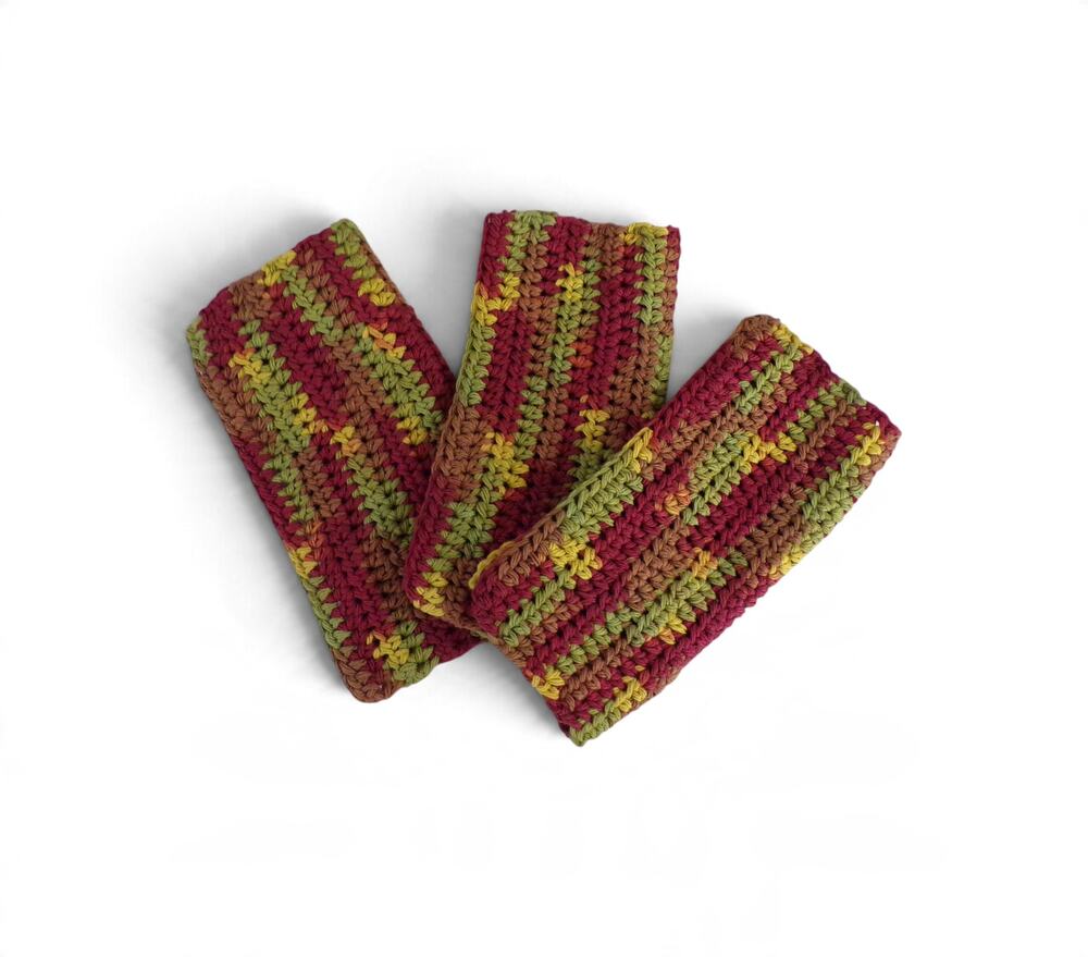 (3) Handmade Crocheted Dishcloths Washcloths 100% Cotton Autumn Ombre